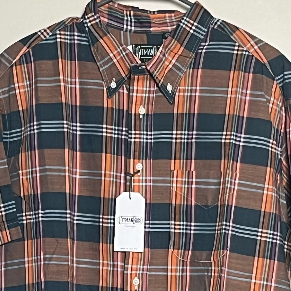 GITMAN BROS Men's Casual Plaid Shirt - Orange and Black
